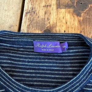 Ralph Lauren Purple Label Navy Striped Crewneck Sweater